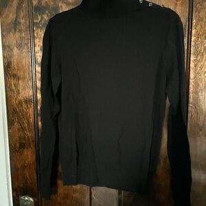 Ann Taylor Black Sweater with Button Accent